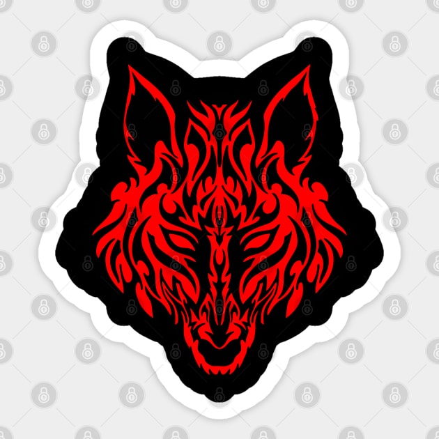 Tribal Wolf - Warrior Mask Sticker by undersideland